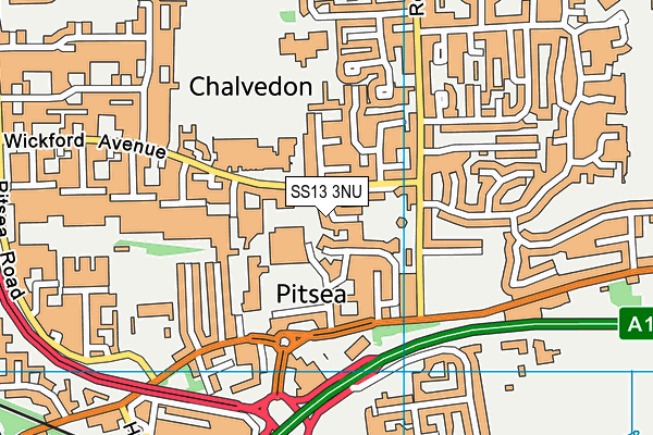 SS13 3NU map - OS VectorMap District (Ordnance Survey)