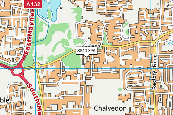 SS13 3PA map - OS VectorMap District (Ordnance Survey)