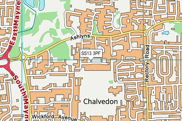 SS13 3PF map - OS VectorMap District (Ordnance Survey)