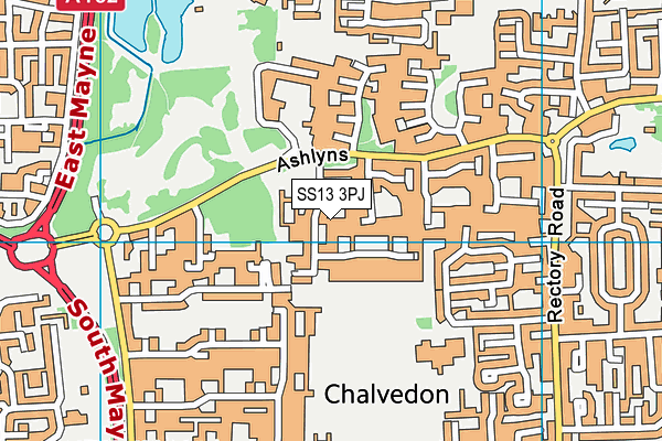 SS13 3PJ map - OS VectorMap District (Ordnance Survey)