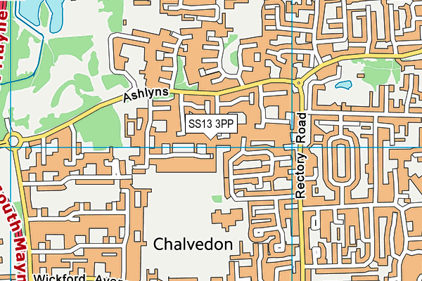 SS13 3PP map - OS VectorMap District (Ordnance Survey)