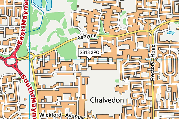 SS13 3PQ map - OS VectorMap District (Ordnance Survey)