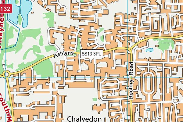 SS13 3PU map - OS VectorMap District (Ordnance Survey)