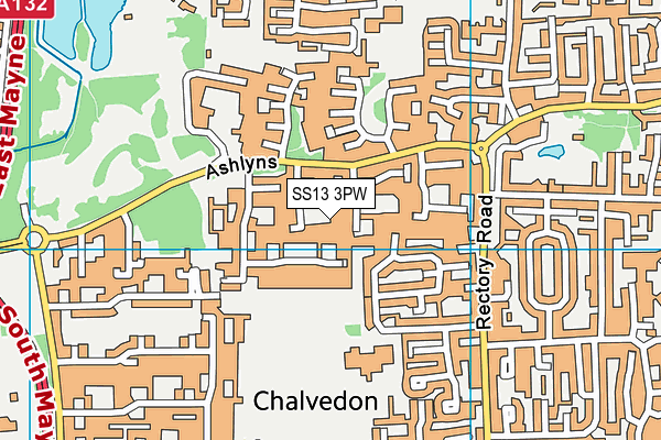 SS13 3PW map - OS VectorMap District (Ordnance Survey)