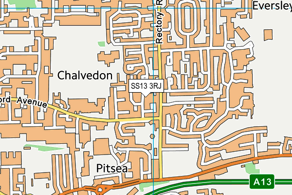 SS13 3RJ map - OS VectorMap District (Ordnance Survey)