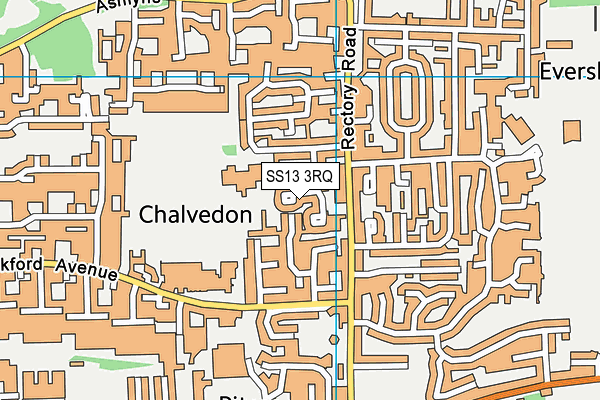 SS13 3RQ map - OS VectorMap District (Ordnance Survey)