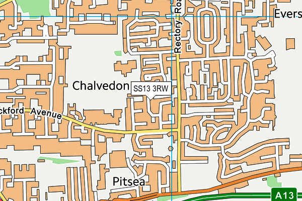 SS13 3RW map - OS VectorMap District (Ordnance Survey)