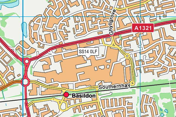 SS14 0LF map - OS VectorMap District (Ordnance Survey)