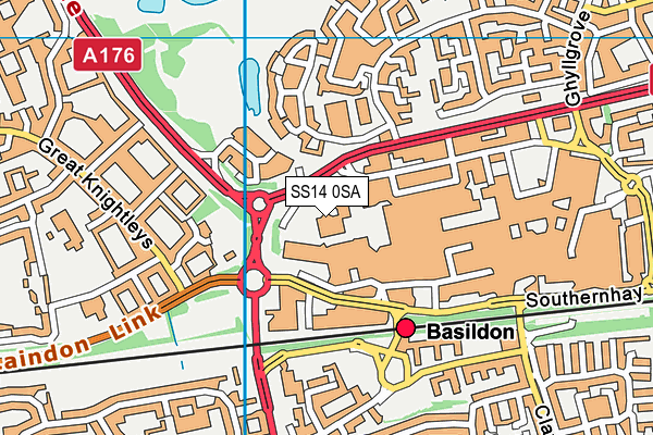 SS14 0SA map - OS VectorMap District (Ordnance Survey)