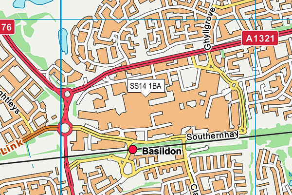 SS14 1BA map - OS VectorMap District (Ordnance Survey)