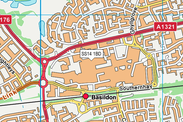 SS14 1BD map - OS VectorMap District (Ordnance Survey)