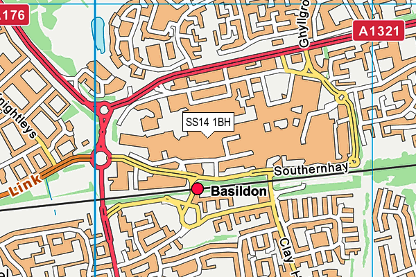 SS14 1BH map - OS VectorMap District (Ordnance Survey)