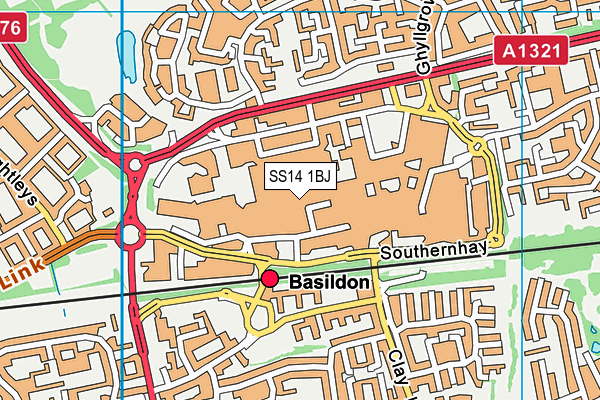 SS14 1BJ map - OS VectorMap District (Ordnance Survey)