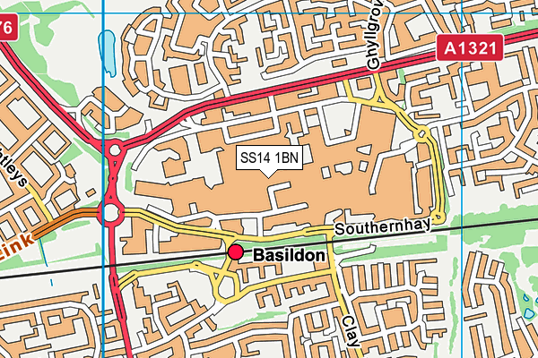 SS14 1BN map - OS VectorMap District (Ordnance Survey)