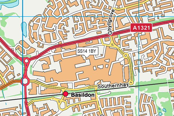 SS14 1BY map - OS VectorMap District (Ordnance Survey)