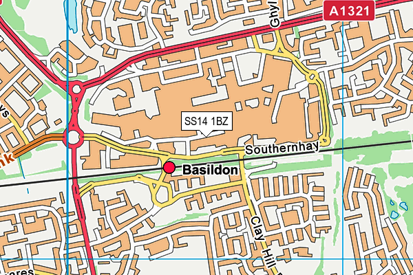 SS14 1BZ map - OS VectorMap District (Ordnance Survey)