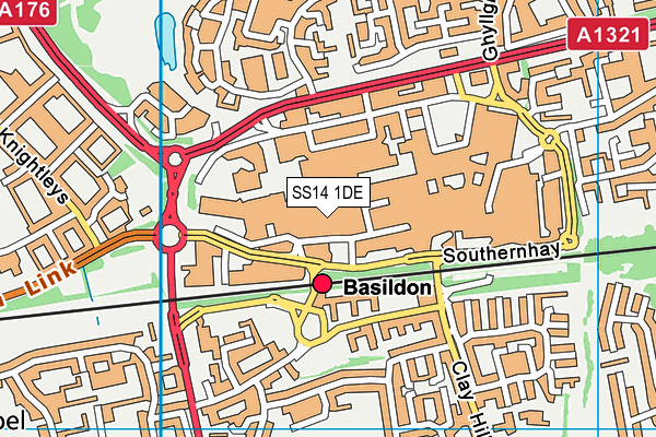 SS14 1DE map - OS VectorMap District (Ordnance Survey)