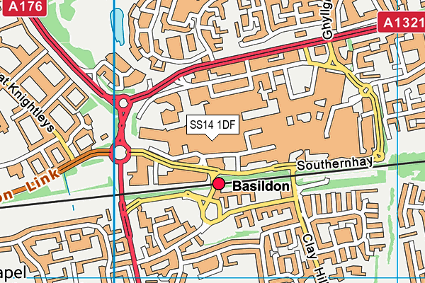 SS14 1DF map - OS VectorMap District (Ordnance Survey)