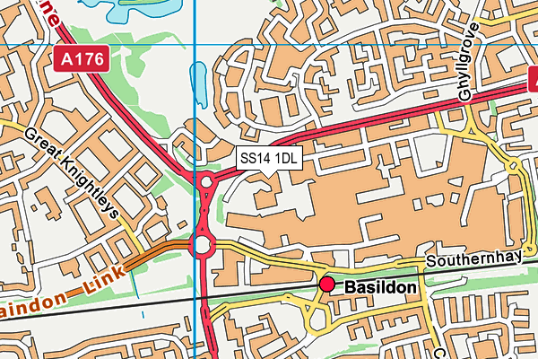 SS14 1DL map - OS VectorMap District (Ordnance Survey)