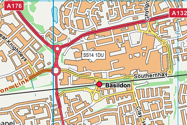 SS14 1DU map - OS VectorMap District (Ordnance Survey)