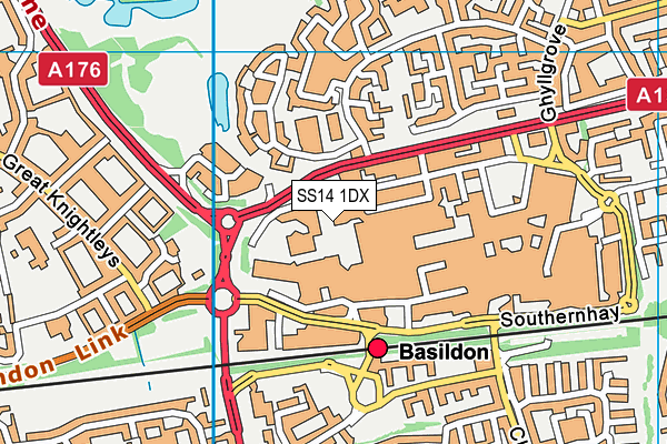 SS14 1DX map - OS VectorMap District (Ordnance Survey)
