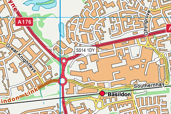 SS14 1DY map - OS VectorMap District (Ordnance Survey)