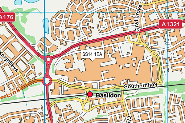 SS14 1EA map - OS VectorMap District (Ordnance Survey)