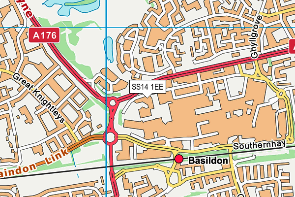 SS14 1EE map - OS VectorMap District (Ordnance Survey)