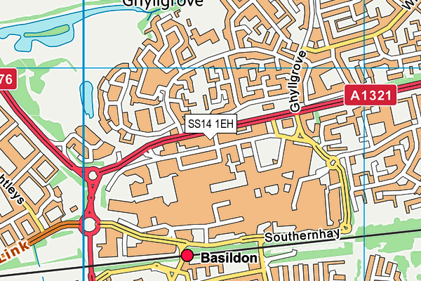 SS14 1EH map - OS VectorMap District (Ordnance Survey)