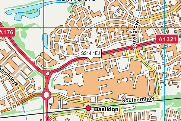 SS14 1EJ map - OS VectorMap District (Ordnance Survey)