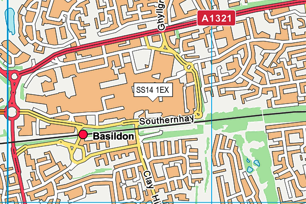 SS14 1EX map - OS VectorMap District (Ordnance Survey)