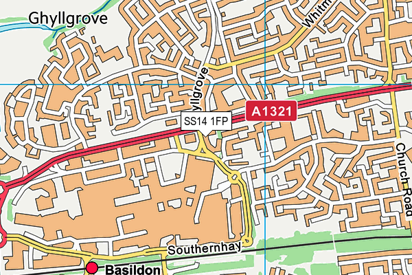 SS14 1FP map - OS VectorMap District (Ordnance Survey)