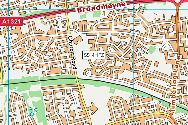 SS14 1FZ map - OS VectorMap District (Ordnance Survey)