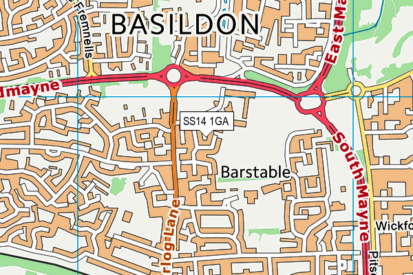 SS14 1GA map - OS VectorMap District (Ordnance Survey)