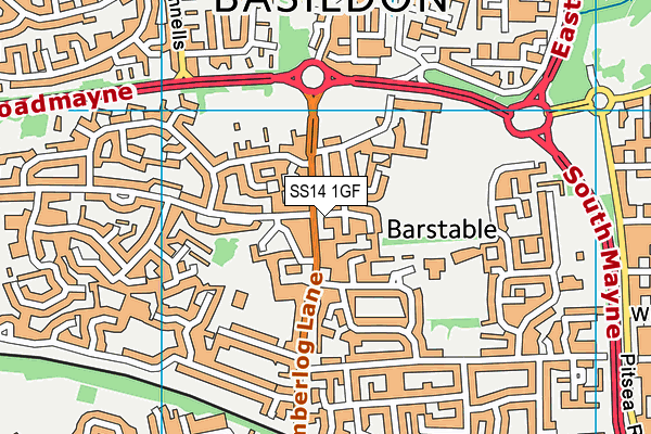 SS14 1GF map - OS VectorMap District (Ordnance Survey)