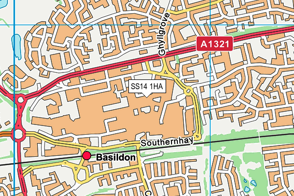 SS14 1HA map - OS VectorMap District (Ordnance Survey)