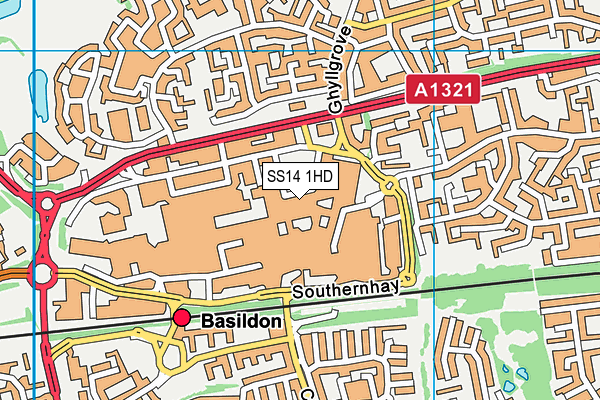 SS14 1HD map - OS VectorMap District (Ordnance Survey)