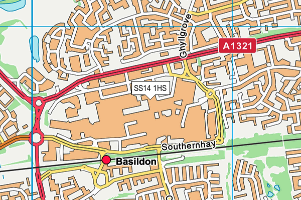 SS14 1HS map - OS VectorMap District (Ordnance Survey)