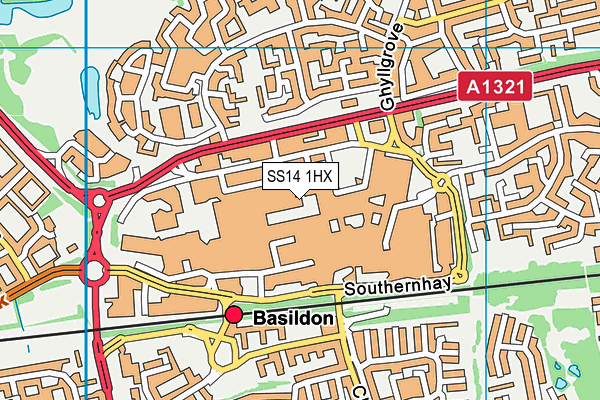 SS14 1HX map - OS VectorMap District (Ordnance Survey)