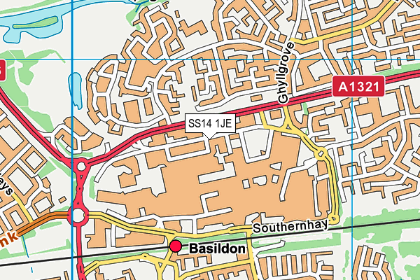 SS14 1JE map - OS VectorMap District (Ordnance Survey)