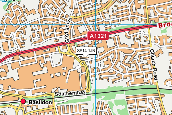 SS14 1JN map - OS VectorMap District (Ordnance Survey)