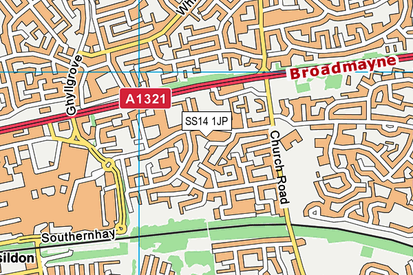 SS14 1JP map - OS VectorMap District (Ordnance Survey)