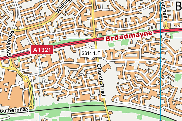 SS14 1JT map - OS VectorMap District (Ordnance Survey)