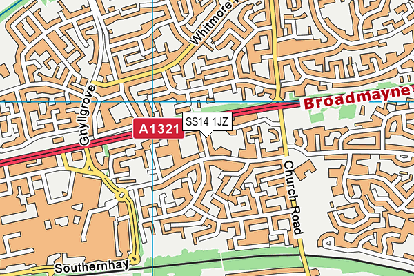 SS14 1JZ map - OS VectorMap District (Ordnance Survey)