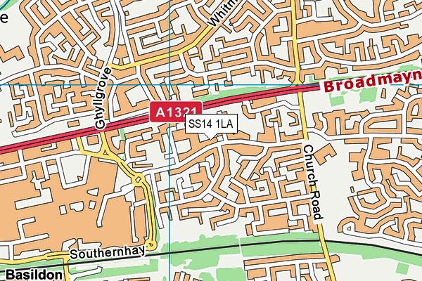 SS14 1LA map - OS VectorMap District (Ordnance Survey)