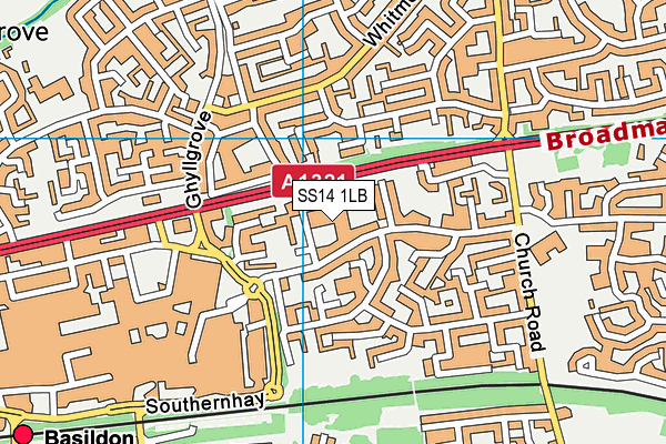 SS14 1LB map - OS VectorMap District (Ordnance Survey)