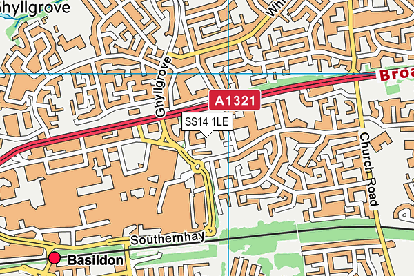 SS14 1LE map - OS VectorMap District (Ordnance Survey)