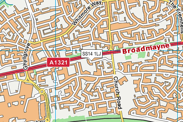 SS14 1LJ map - OS VectorMap District (Ordnance Survey)