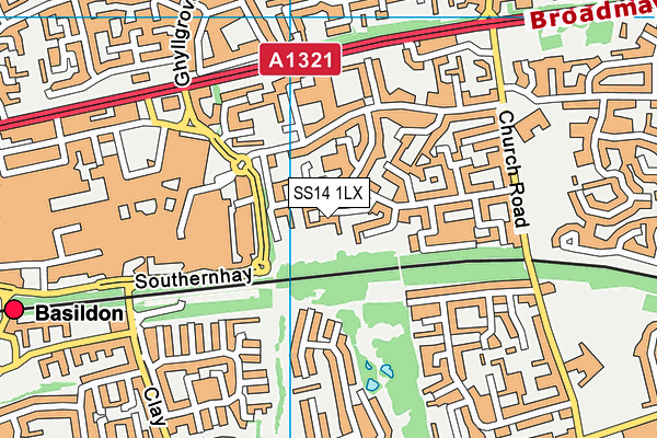 SS14 1LX map - OS VectorMap District (Ordnance Survey)