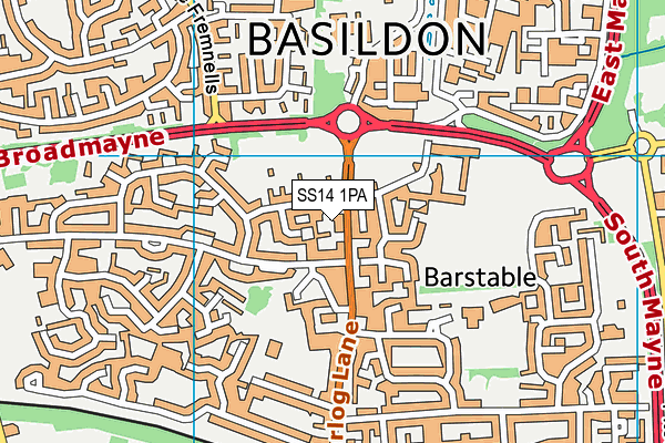 SS14 1PA map - OS VectorMap District (Ordnance Survey)